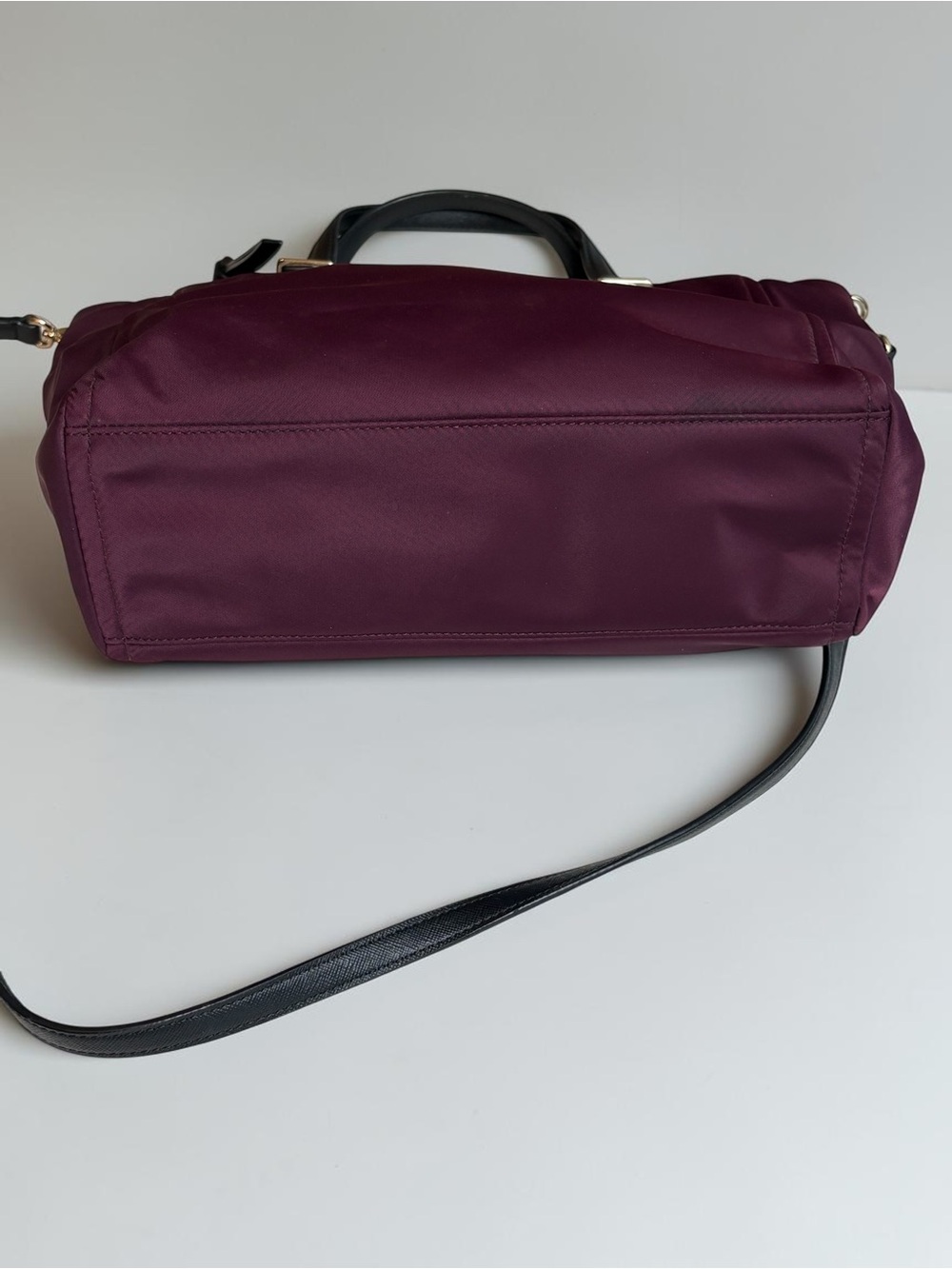 Kate Spade Wilson Road Alyse Satchel Deep Plum Nylon Crossbody Bag - Picture 4 of 14